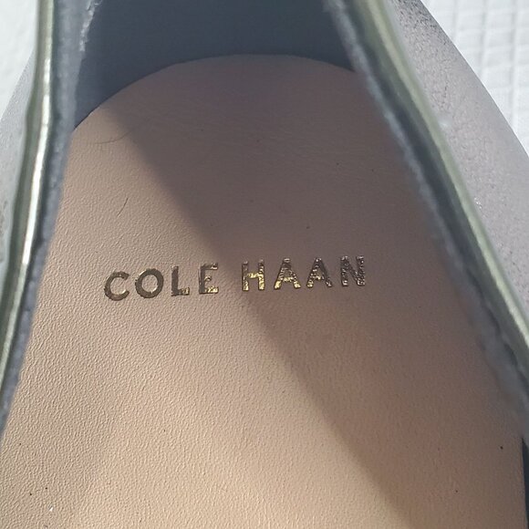 Cole Haan Nike Air Size 11 11M Pumps Wedge Round Patent Cap Toe Silver Green - Picture 7 of 13